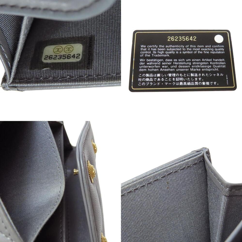 CHANEL Authentic Gray Lambskin Leather Logo Wallet - Picture 8 of 11